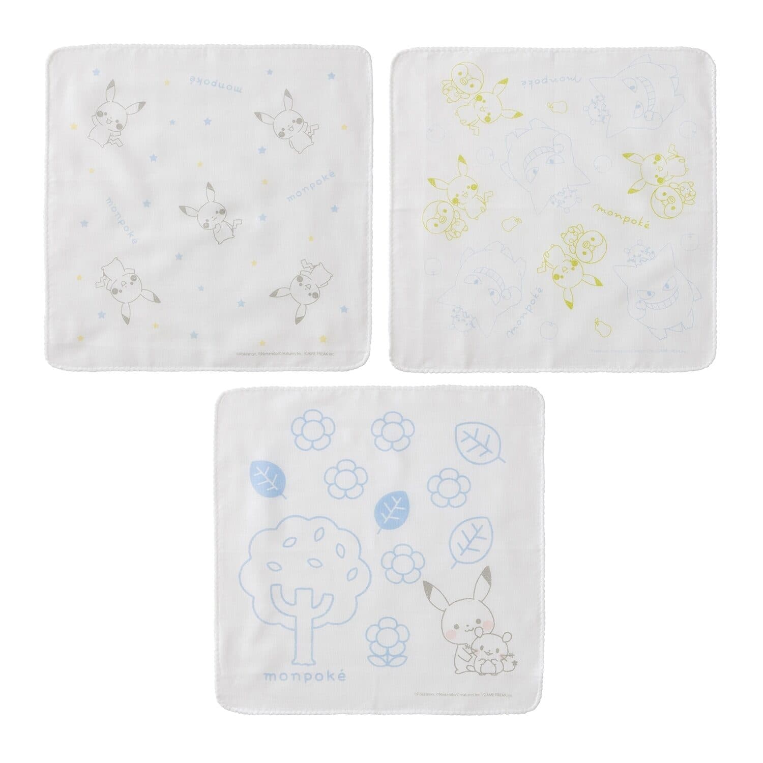 Monpoke Made in Japan Gauze Handkerchief 3P
